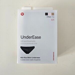 SOLD! NWT LULULEMON Black Pink Tan Breathable UnderEase MR Bikini 3 Pack Large